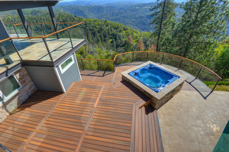 Deck with hot tub