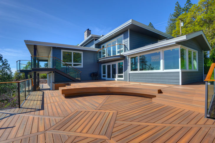 Home remodel with view of new deck