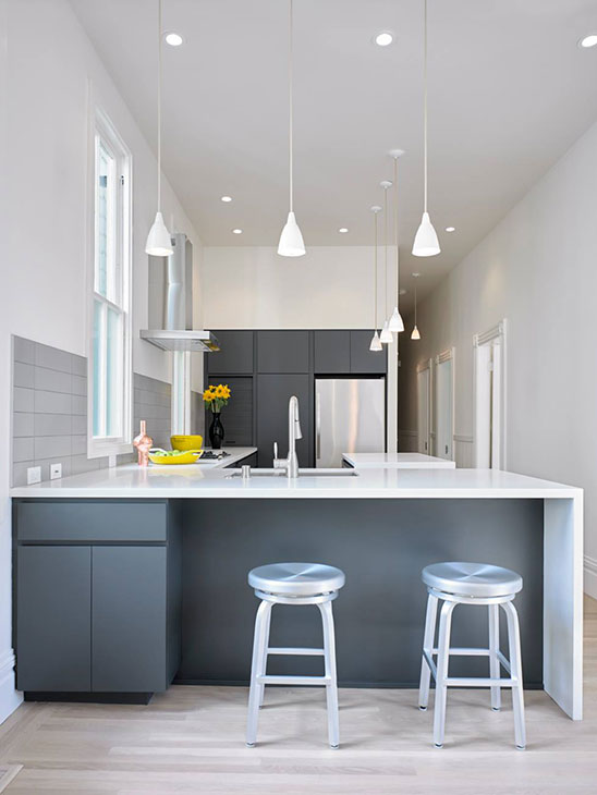 Kitchen counter with stools